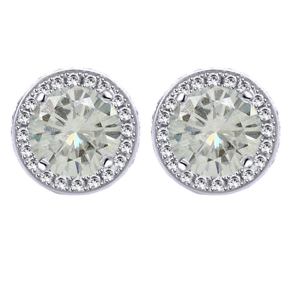 4 5 КТ муассанит круглый Halo Стиль серьги in 10 k White Gold | Украшения и аксессуары