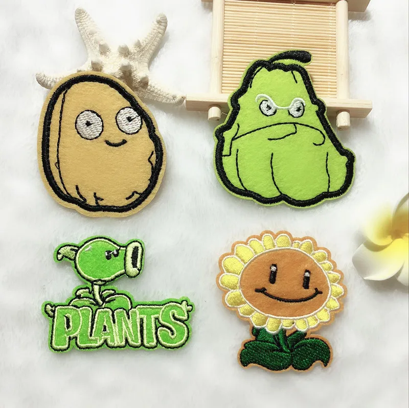 

2019 Plants VS Zombies Game Embroidered Patches Sun flower Pea shooter Patch Cartoon Iron On Cheap Pumpkin Badges For Clothes