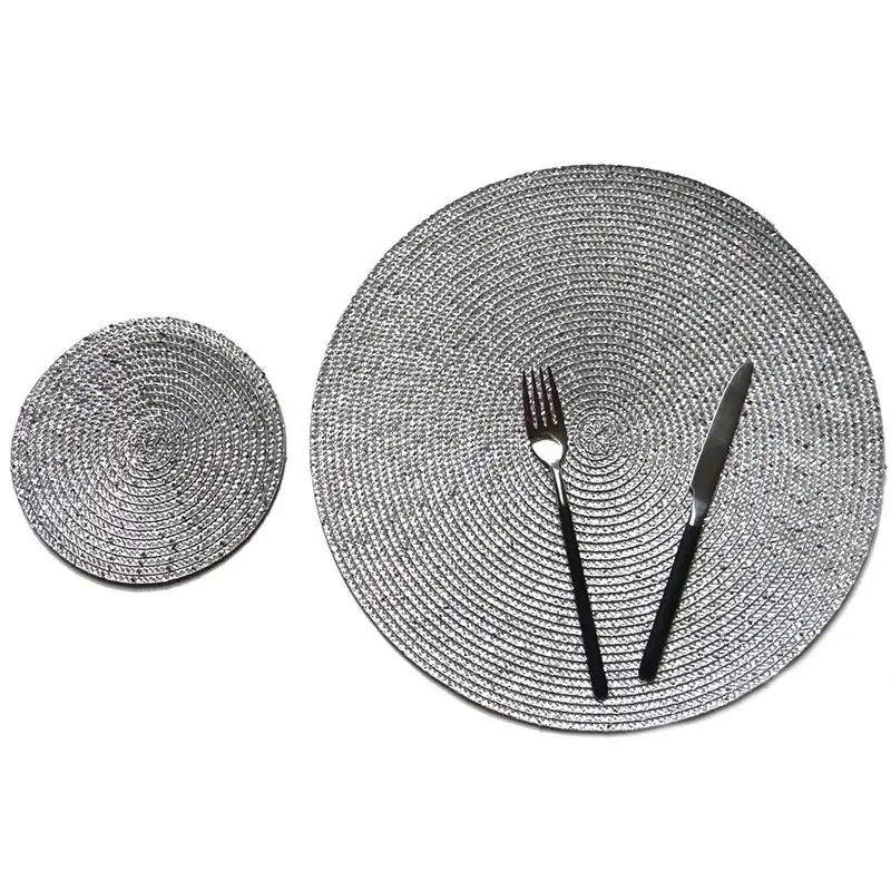 placemats for kitchen table round PP wire woven placemat children's table round oval woven placemat kitchen dinner handmade pad