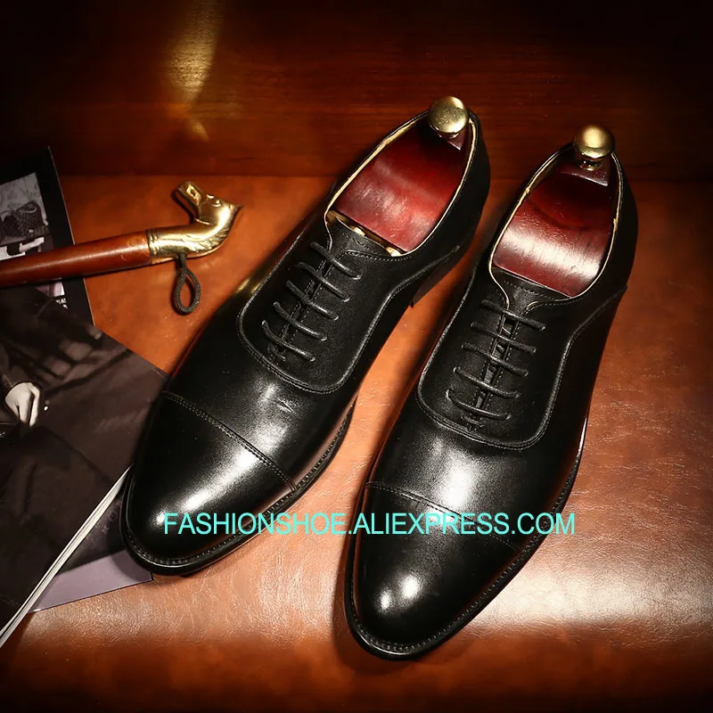 

Italian Style Men Formal Dress Business Shoes Flats Genuine leather Lace up Genuine leather Goodyear Gentmen Derby Shoes Hombre