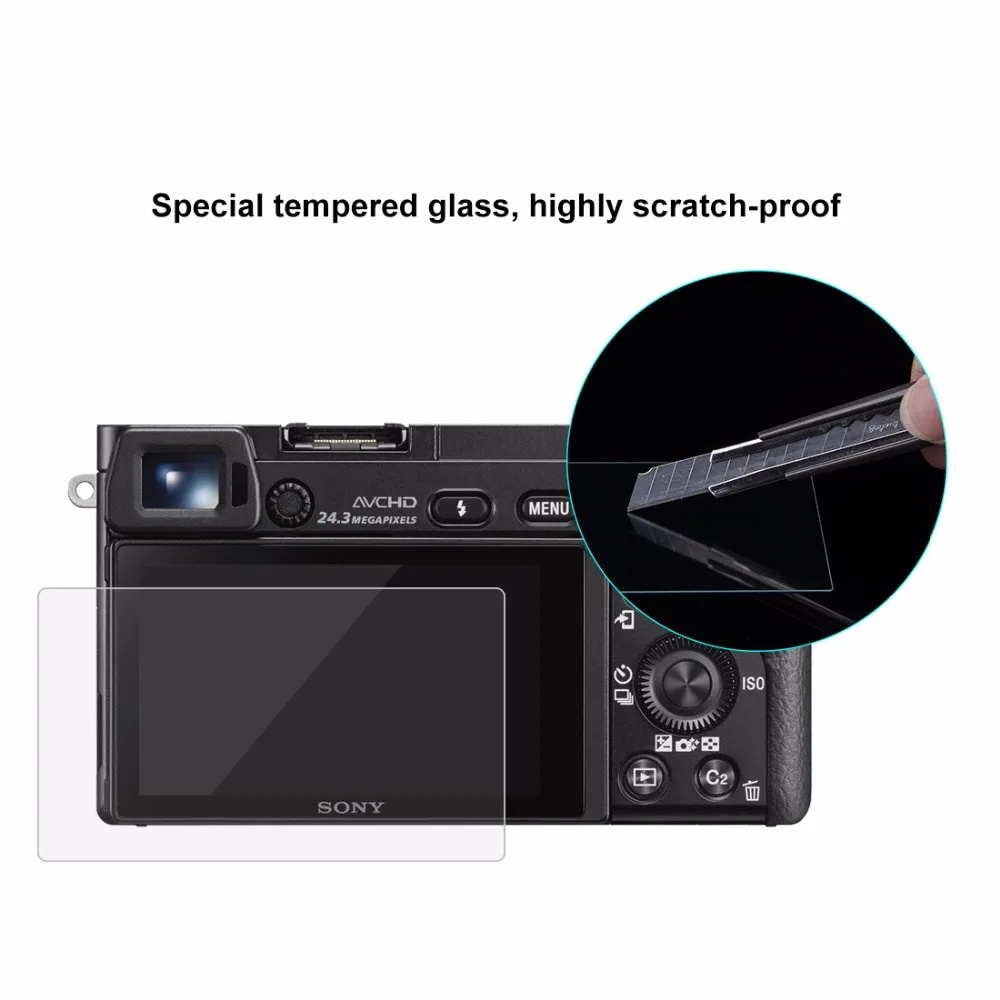 

PULUZ for Sony A6000 / A6300 / A6500 Camera 2.5D 0.3mm Curved Edge 9H Surface Hardness Tempered Glass LCD Screen Protector