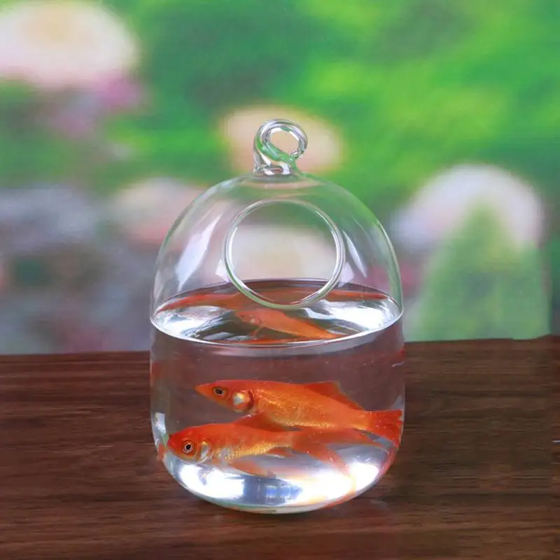 Mrosaa горячая Распродажа стеклянная подвесная аквариумная рыбка бачок чаша цветочное растение ваза настольная Рыбная чаша высота 15 см для Betta рыба товары для домашних животных