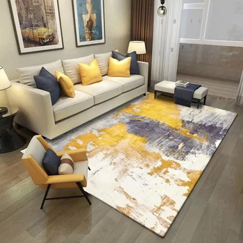 

Fashion Modern Nordic Yellow Gray Abstract Print Doormat/Kitchen Mat Living Room Bedroom Parlor Area Rug Decorative Carpet
