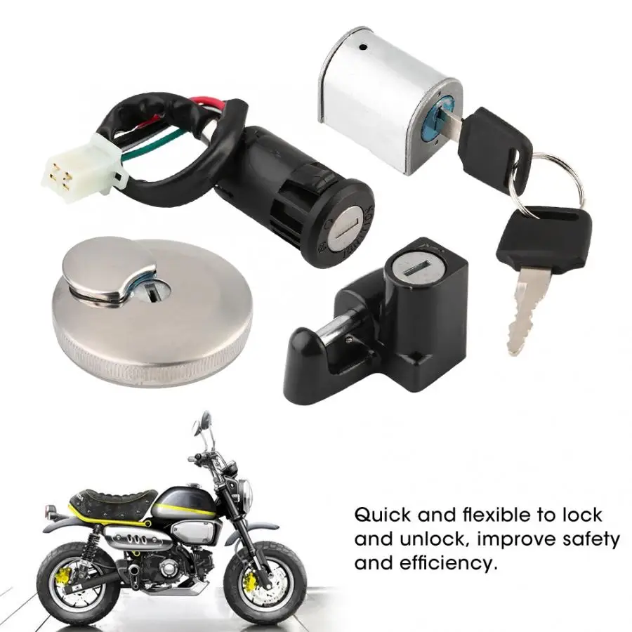 

Ignition Lock Fuel Tank Cap Lock Helmet Lock Anti-theft Lock Kit Universal for Honda Monkey Ape ABS Plastic + Aluminum Alloy