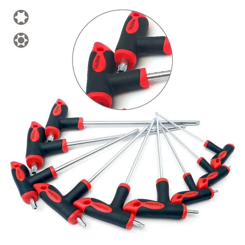 

9Pcs/Set Torx Screwdriver Set Double Head Torx Star Hex Key Wrench T10 T15 T20 T25 T27 T30 T40 T45 T50 S2 Steel Hand Tool Set