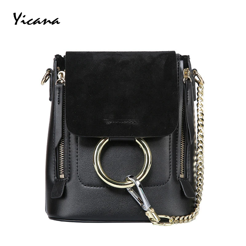 

Yicana 2018 Summer 5 Colors Genuine Leather women shoulder Bag Multipurpos Fashion Messenger Ring Handbag