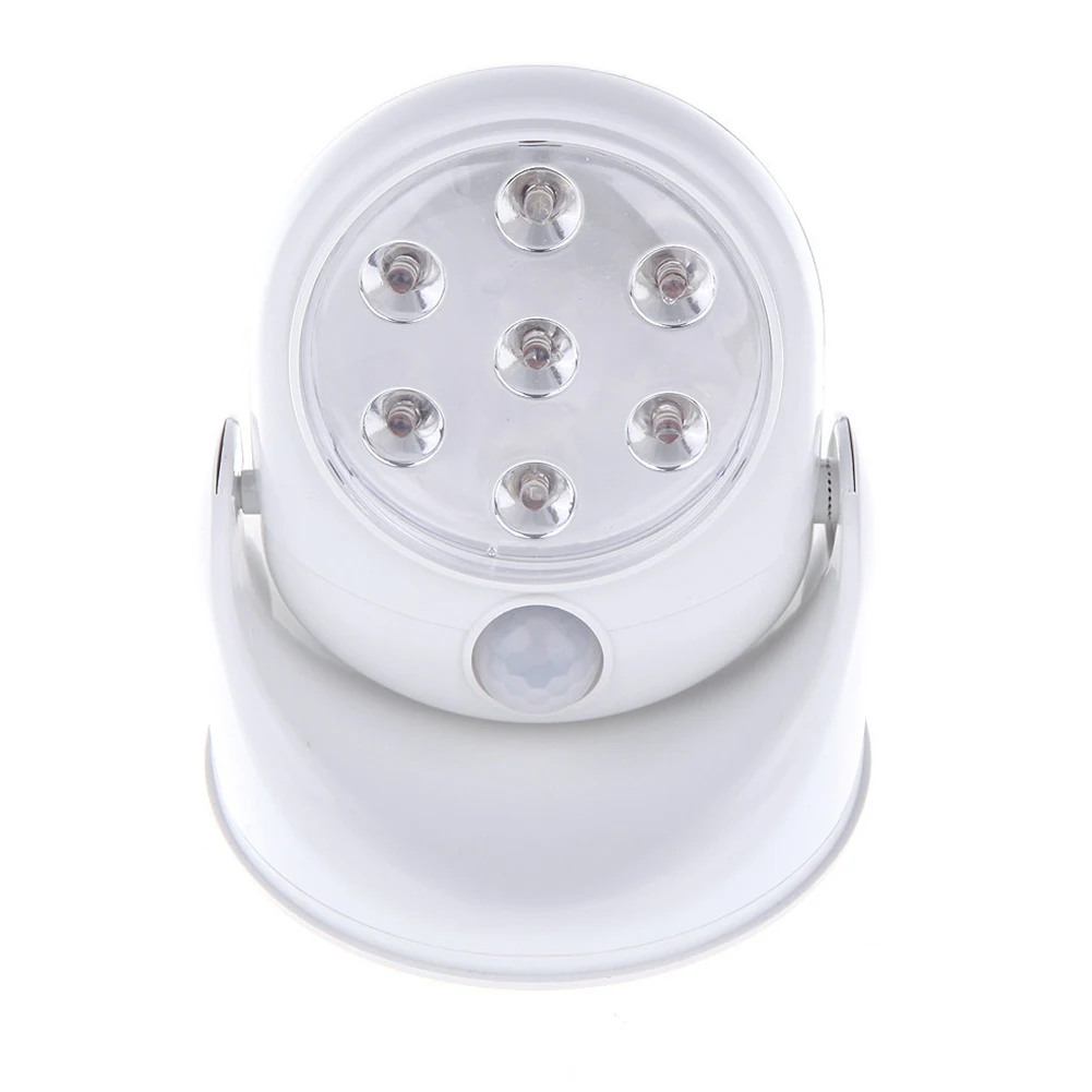 360 Degree Rotation Indoor/Outdoor 7 LEDs Wall Lamps 6V Cordless Motion Activated Sensor Light Lamp White Porch Light