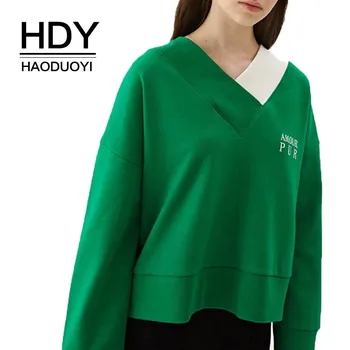 

HDY Haoduoyi 2019 Asymmetrical Colour V Leader's Lower Pendulum Embroidered Loose Short Sanitary Clothes