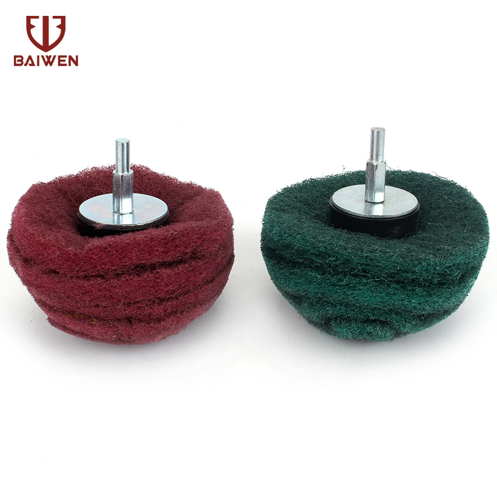 6Pcs Scouring Pad Grinding Head Nylon Fiber Polishing Buffing Wheel For Drill Dremel Accessorie 6mm Shank