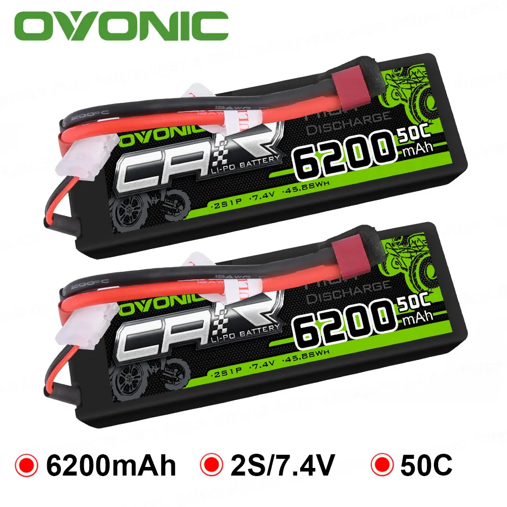 2 упаковки OVONIC 6200 мАч Lipo 2S батарейный блок 7 4 В Deans разъем питания для осевой гонки