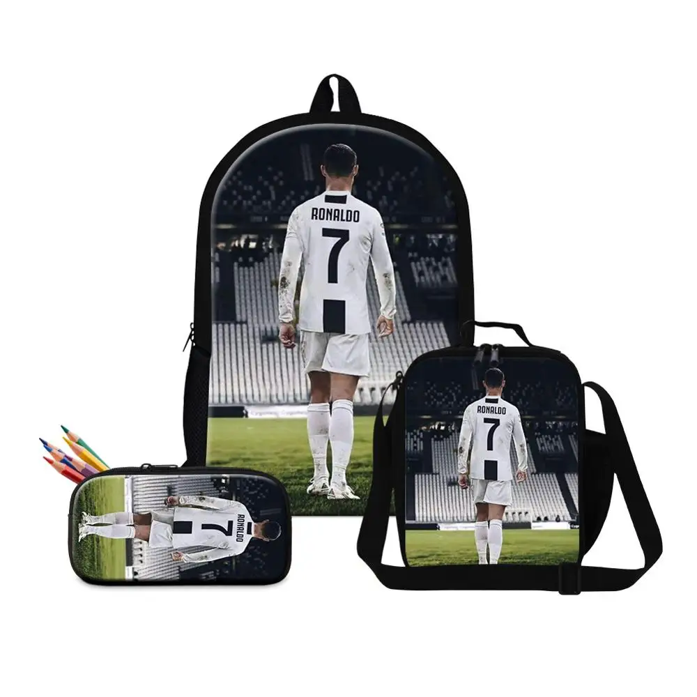 

C.Ronaldo 3pcs waterproof Children School Bag Set for Girls Backpacks Kids Book Backpacks sets Zipper Schoolbag mochila infantil
