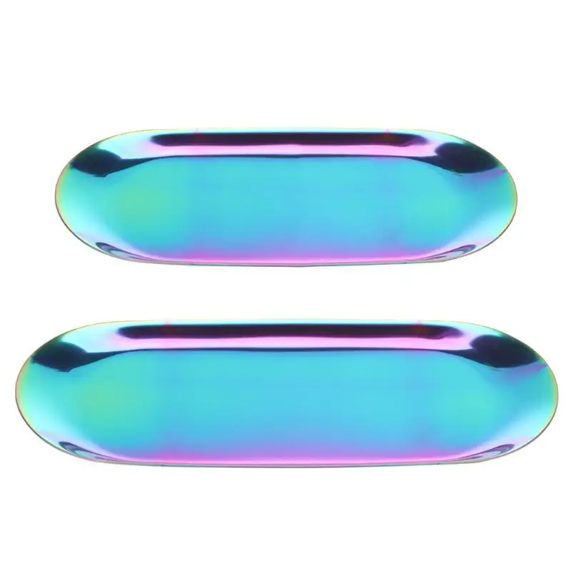 

Promotion Nordic Style Golden Oval Plate Jewelry Storage Small Tray Stainless Steel Snack Tray Metal Storage Tray