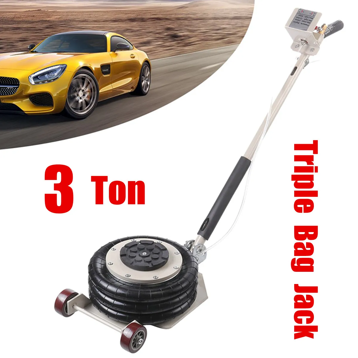 3 Ton Pneumatic Car Jack Portable Lifts Triple Stage Bag Air Go Jack