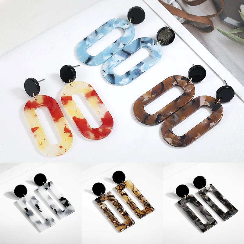 

Print Long Geometric Tassel Leopard Square New Fashion Circle Acrylic Unique Graceful Turtle Color 11 Colors 1Pair Drop Earring