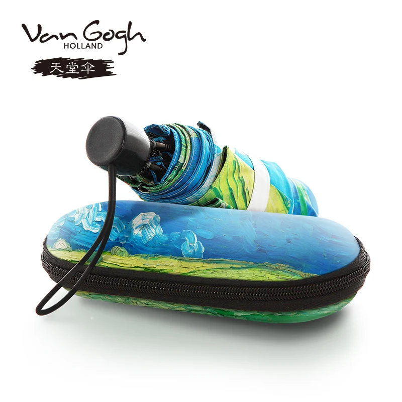 

[New] paradise umbrella van Gogh genuine black plastic sunscreen UV protection sun and rain dual-use pocket