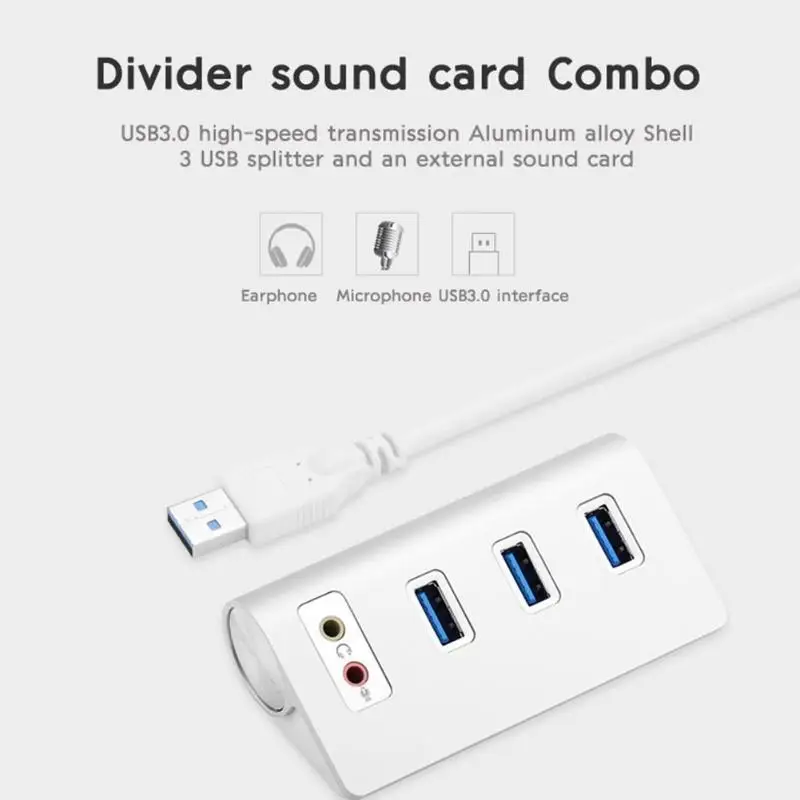 Acasis HS0047 Алюминий USB Высокоскоростной разветвитель USB3.0 концентратор с звуковая