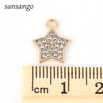 

10pcs Gold Color Full Crystal Star Zinc Alloy Charms Pendant DIY Necklace Bracelet Jewelry Accessories Fit Unisex
