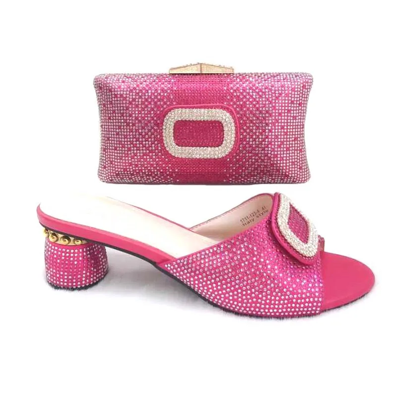 

Italian ROSE New Shoes with Matching Bags for Wedding Women Shoes and Bag to Match for Party Nigerian Shoes and Bag Set