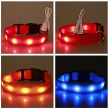 Pet Dog Collar Luminous Adjustable USB Chargeable LED Light Pet Safety Collars Flashing Glow Nylon Pet Dog Collar XWBE .