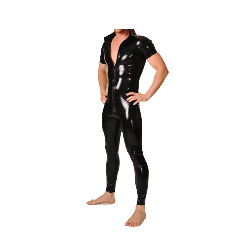 

Latex Men Black Handsome Jumpsuits Tight 0.4mm Latex Cool Size XXS-XXL