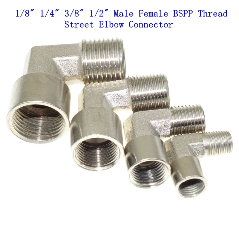 1/8" Female X Male  BSPP Nickel Plated Brass Pipe Fitting Street Elbow 