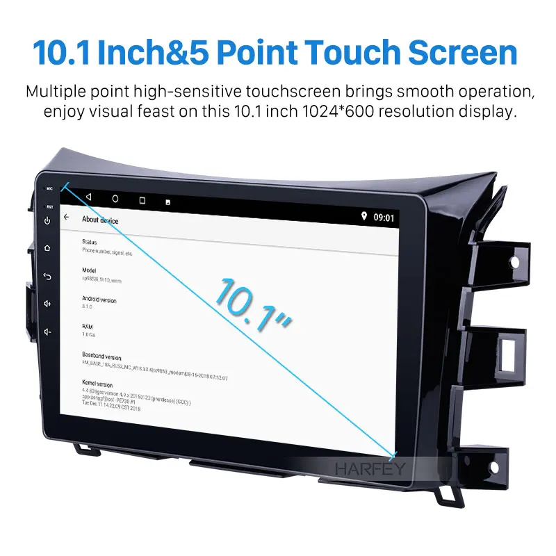 Discount Harfey For 2011-2016 Nissan NAVARA Frontier NP300 Car multimedia Player 10.1" HD Touchscreen Android 8.1 Bluetooth USB Autoradio 2