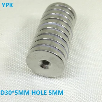 

10pcs/lot N35 magnet 30*5 mm hole 5mm Rare Earth Round NdFeB Magnet 30x5 mm hold 5 mm neodymium magnet 30mm x 5mm