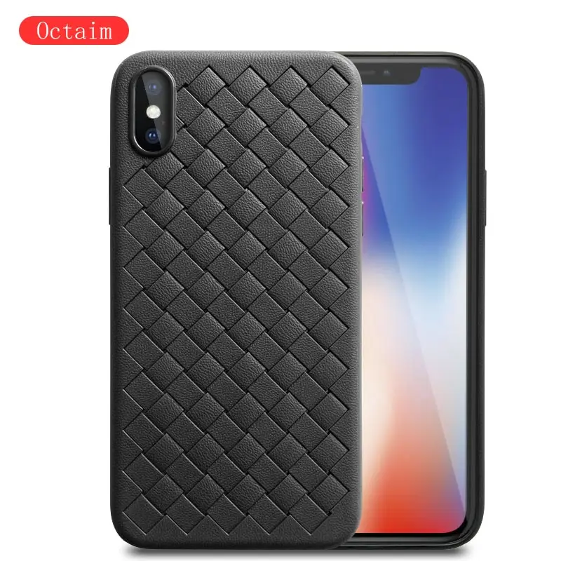Кожаный Плетеный чехол для iPhone 8 7 6S 6 Plus TPU ультра тонкий сетчатый теплоотводящий