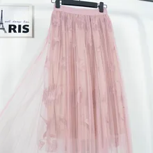 VITIANA женские кружевные плиссированные юбки Новинка весна лето женские перья шифон, высокая талия черные милые вечерние плиссированные юбки