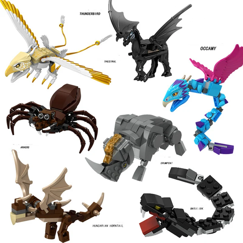 

LegoINGlys Harry Potter Fantastic Beasts Thestral Thunderb Ird Occamy Basilisk Horntail Creature Building Blocks Toys Kids Gifts
