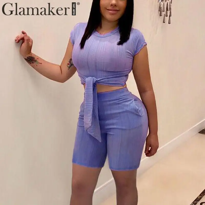 

Glamaker Knitted two-piece suit jumpsuit short Overalls for women jumpsuit romper Elastic sexy jumpsuit summer style jump suit