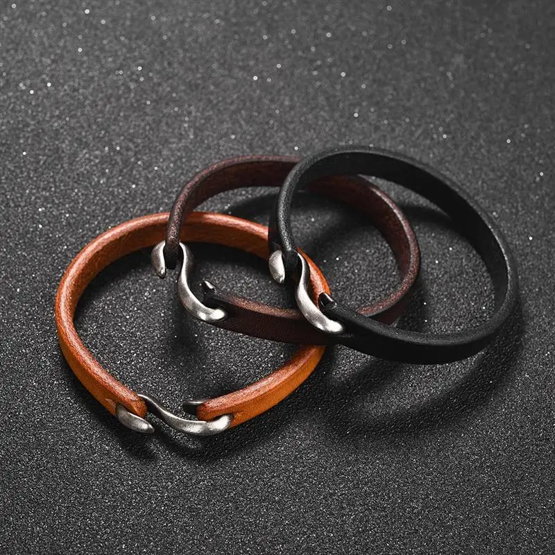 Men Women Bracelet Genuine Leather Bangle Retro Cuff Bracelet Classic Hooks Wristband Jewelry Gifts bracelet jewelry