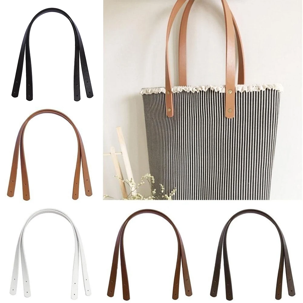Black ISKYBOB 1 Pair PU Leather Bag Detachable Strap Handle Shoulder Bag Belt DIY Handbag Accessories