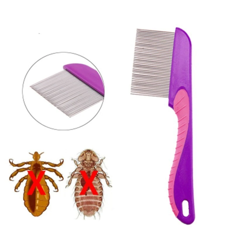 Peigne anti poux en acier inoxydable, peigne métallique à dents fines, anti  puces avec poignée, outils de brosse à cheveux | AliExpress