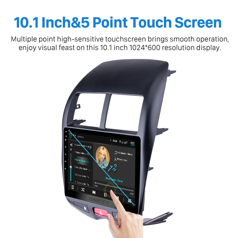 Perfect Harfey 10.1" Android 8.1 GPS Car Multimedia Player For CITROEN C4 Mitsubishi ASX Peugeot 4008 2010-2015 Car Radio Head Unit 2