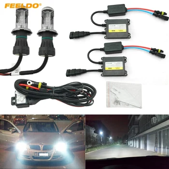 

FEELDO 1set 35W AC Car Headlight H4 HID Xenon Bulb Hi/Lo Beam Bi-Xenon Bulb Light Digital Slim Ballast HID Kit