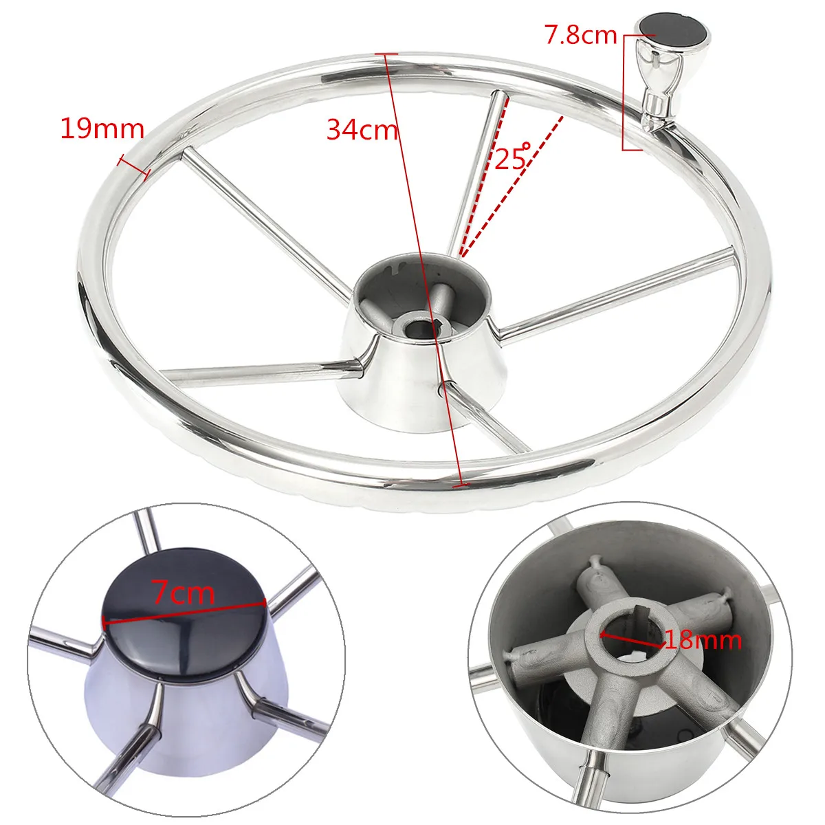 316 нержавеющая сталь 13,5 дюйма лодка рулевое колесо 25 градусов морская яхта с ручкой Удобная Простая установка судовое оборудование