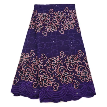 

Top African Lace Fabric 2019 High Quality Gown Swiss Voile Lace Soft Cotton Flower Embroidered Fabric Women's Dress Hot-Fix Lace