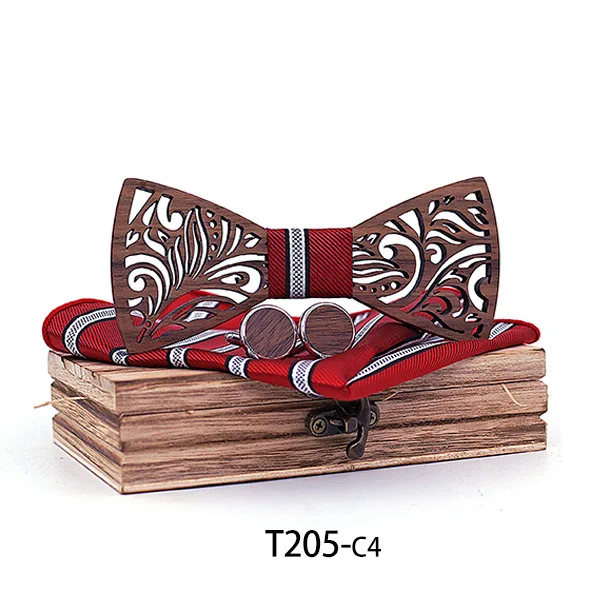  2019 North American Black Walnut Wooden Bow Tie Set and Handkerchief Tie Tie Casual Business Men's 