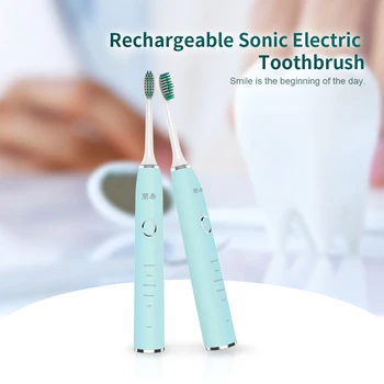 

Electric-Toothbrush 3D Soundwave Vibration Rechargeable Electric-Toothbrush 5 Modes IPX8 Waterproof with 2 Replacement Brush