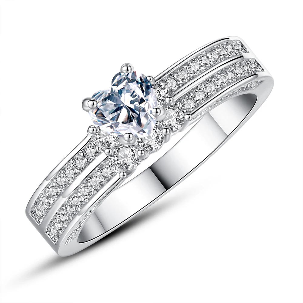 Sexy Mom Fashion Silver Natural Bride Wedding Engagement Heart Ring Delicate Drop Shipping | Украшения и аксессуары