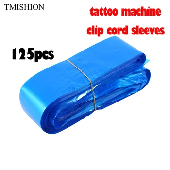 

125pcs Tattoo Machine Clip Cord Blue Sleeves Disposable Safety Medical Plastic Covers Bags Professional Tattoo Accessory 79*5cm