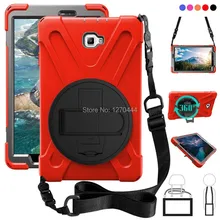 Capa para samsung galaxy tab a a6 10.1 2016 t580 t585 SM-T585 t580n, capa de silicone robusto e com suporte giratório 360 alça de ombro