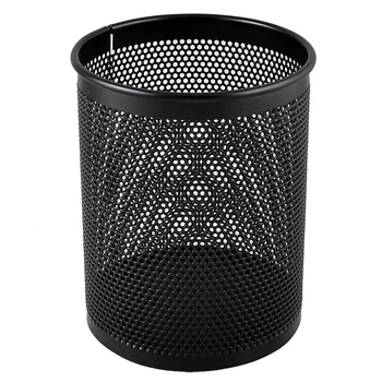 

8 cm Diameter Cylinder Shaped Mesh Design Metal Pen Ruler Pen Covers, Black