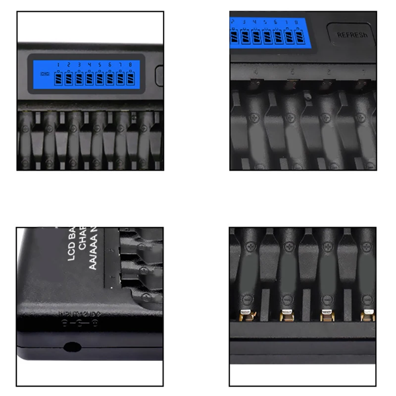 16 слотов ЖК-дисплей умный аккумулятор быстрое зарядное устройство многократная защита зарядное устройство для Ni-MH Ni-Cd Aaa или Aa батарея Eu Plug