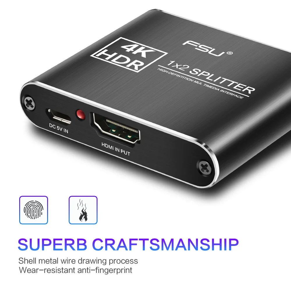 1x2 4K HDMI сплиттер 1 в 2 выхода усилитель адаптер алюминиевый Ver HDCP 3D @ 30HZ для ПК PS3 4 Xbox