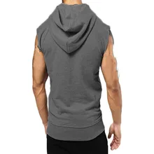 Модная мужская Спортивная Толстовка для тренажерного зала, топ для фитнеса, хлопковый топ с капюшоном без рукавов, топы на бретелях