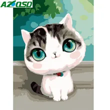 AZQSD цифровая краска ing Cat серия ручной работы подарок абстрактная DIY масляная краска по номерам холст наборы животных домашний декор SZGD082