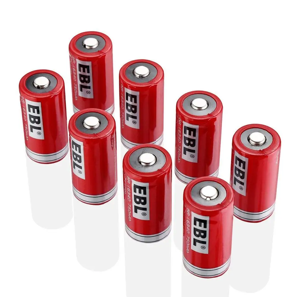 

EBL RCR123A Rechargeable Batteries (8-Pack) Li-ion 3.7V Battery for Arlo Wireless Security Cameras