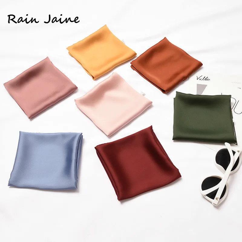 

Silk Women Scarf Square Imitate Satin Face Concise Joker Occupation Spring Autumn Season Woman Neckerchief Foulard Femme 53*53cm